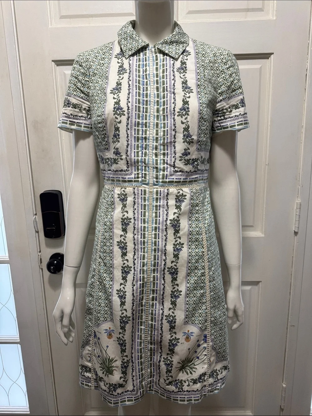 TORY BURCH TALIA BOTANICAL SHIRTDRESS,FLORAL GREEN~RARE SIZE 6